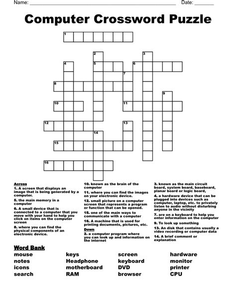 computer crossword puzzles with answers.